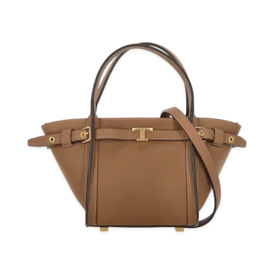 TOD'S Women's Borsa Shopping T Signature in Pelle Mini "Brown"