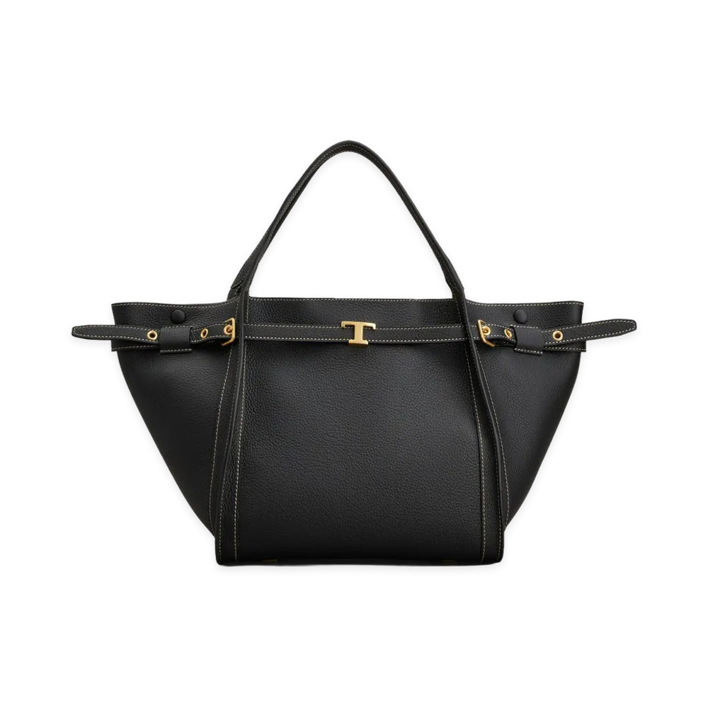 TOD'S Women's Borsa Shopping T Signature in Pelle Piccola "Black"