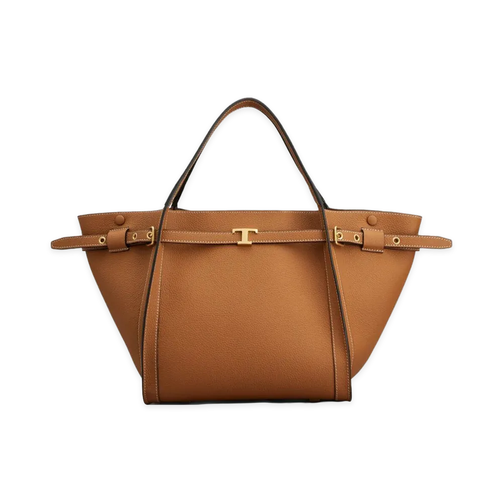 TOD'S Women's Borsa Shopping T Signature In Pelle Piccola "Brown"