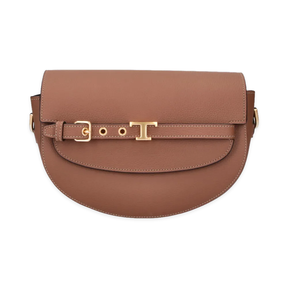 TOD'S Women's Borsa A Tracolla T Signature in Pelle Mini "Brown"