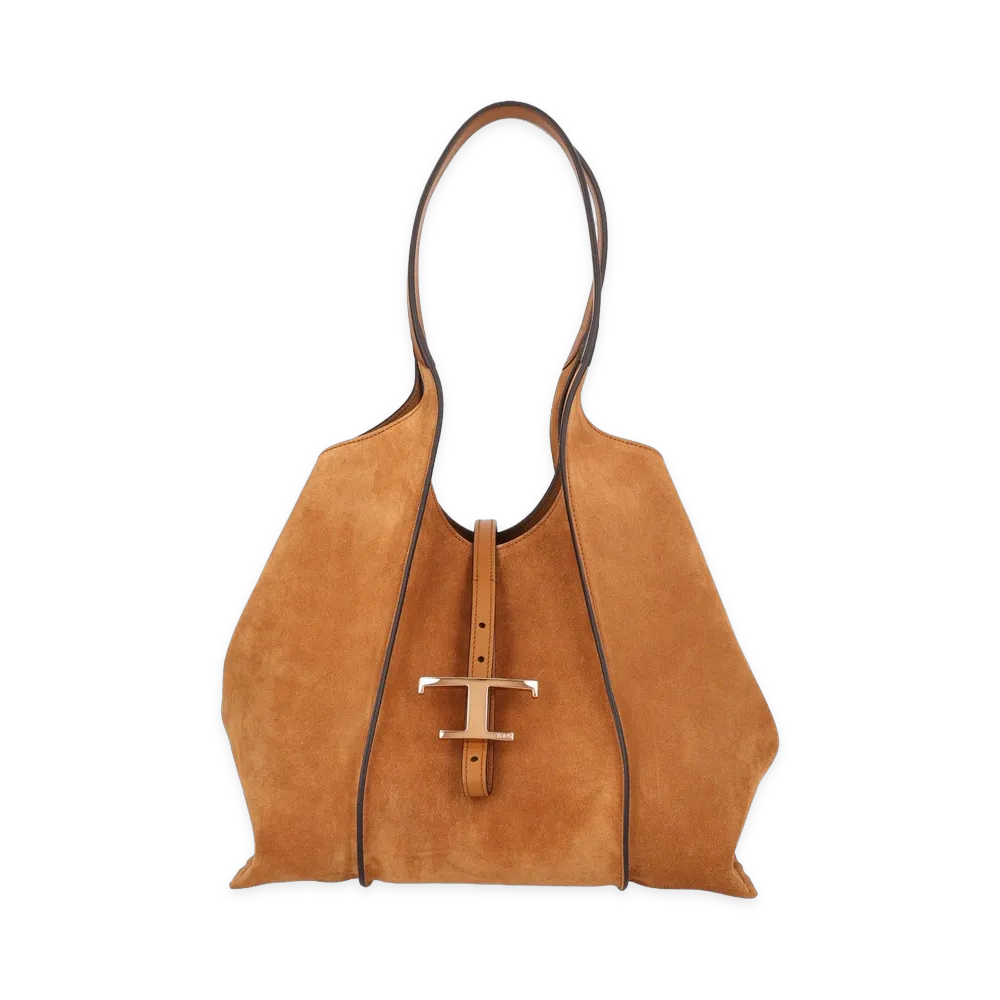 TOD'S Women's Small T Timeless Suede Bag "Brown"