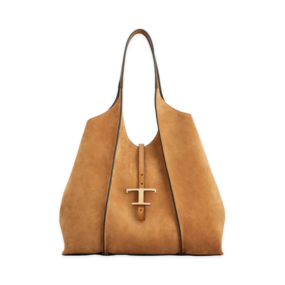 TOD'S Women's Suede Shopping Bag with Thin Handles "Brown"