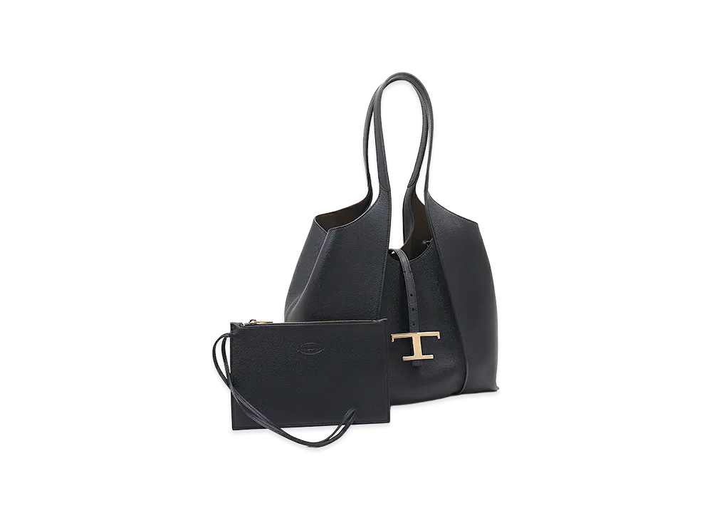 TOD'S Women's T Timeless Leather Shopping Bag Small "Black"