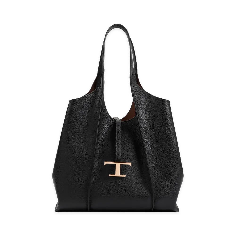 TOD'S Women's Grained Leather T Timeless Bag "Black"