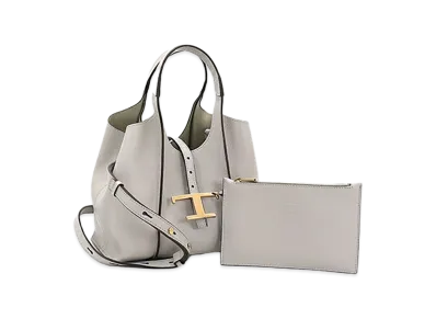 TOD'S Women's T Timeless Leather Shopping Bag Mini "Gray"