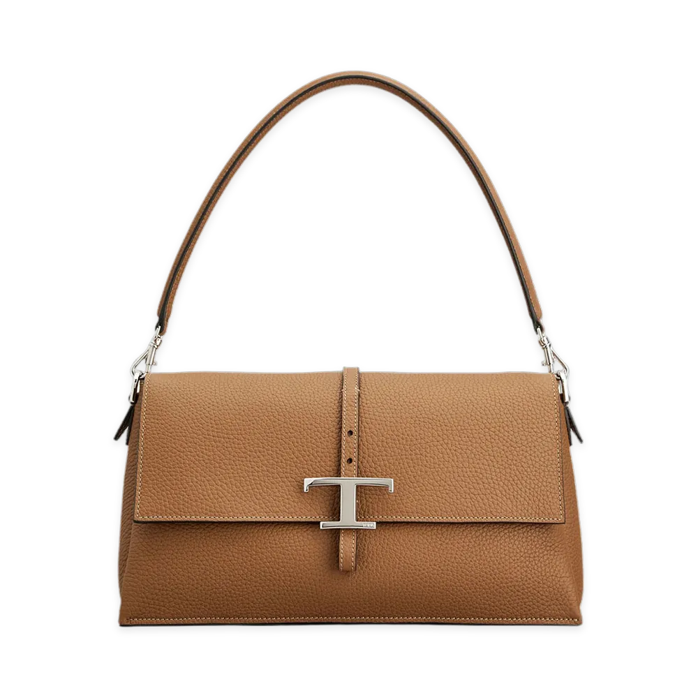 TOD'S Women's Borsa Flap T Timeless in Pelle Piccola "Brown"