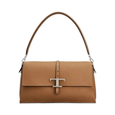 TOD'S Women's Borsa Flap T Timeless in Pelle Piccola "Brown"
