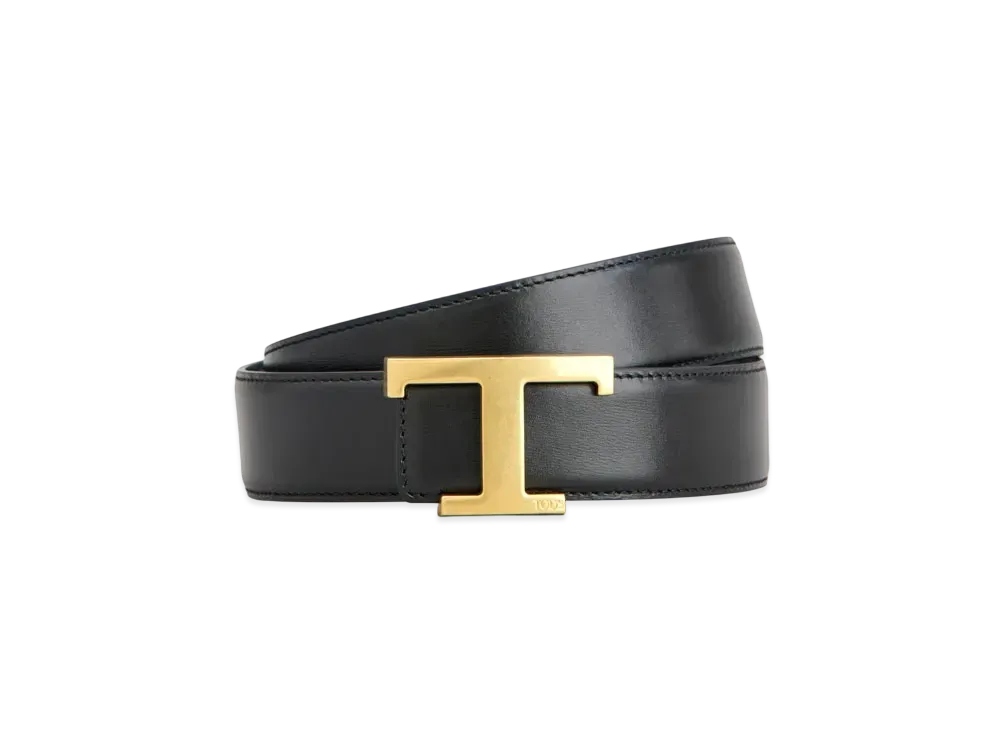 TOD'S T Timeless Reversible Belt in Leather "Blue/Black"