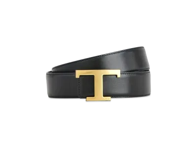 TOD'S T Timeless Reversible Belt in Leather "Blue/Black"