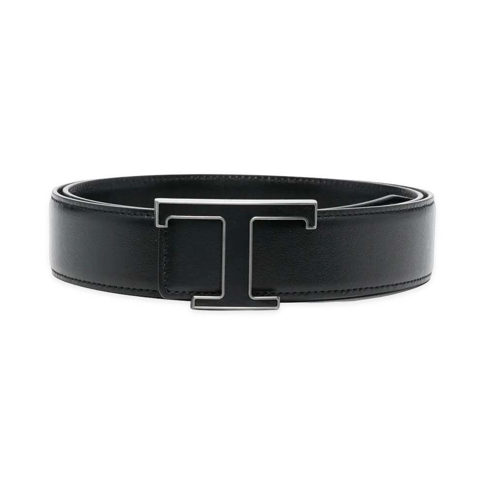 TOD'S Cintura T Timeless Reversibile in Pelle "Black"