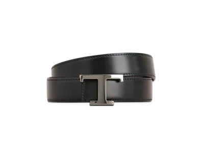 TOD'S T Timeless Reversible Belt in Leather "Black/Bordeaux"