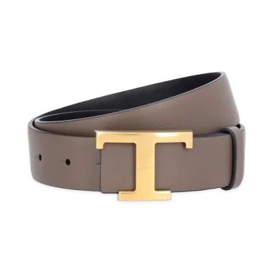 TOD'S Women's T Timeless Reversible Belt "Gray"