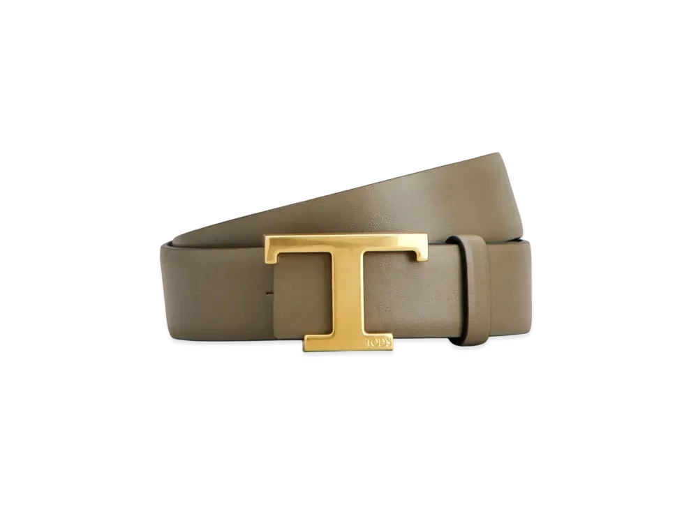 TOD'S T Timeless Reversible Belt in Leather "Gray/Black"