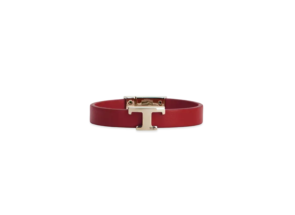 TOD'S T Timeless Bracelet in Leather "Red"