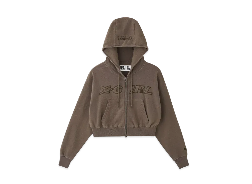 X-girl x RUSSELL ATHLETIC Zip Up Hoodie "Brown"
