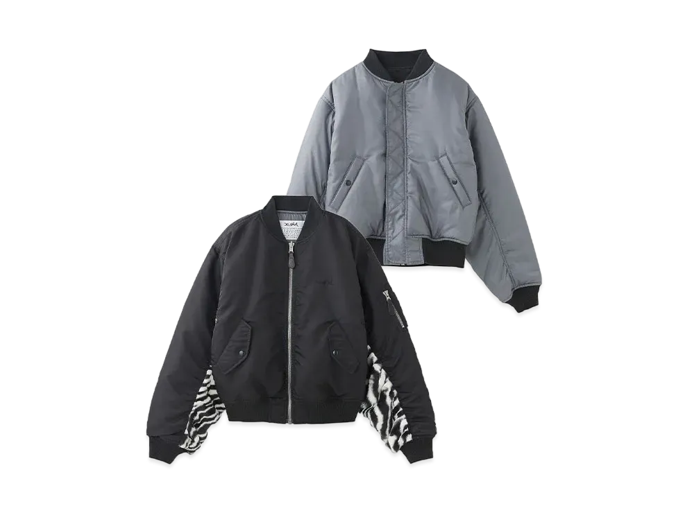 X-Girl Paneled Fur X-Girl Reversible Ma-1 Jacket "Black"