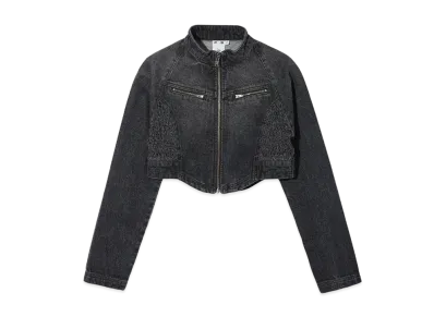 X-Girl Zip Up Stand Collar Denim Jacket "Black"