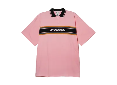 X-Girl Stripe And Logo Logo Oversized Polo Dress "Ltpink"