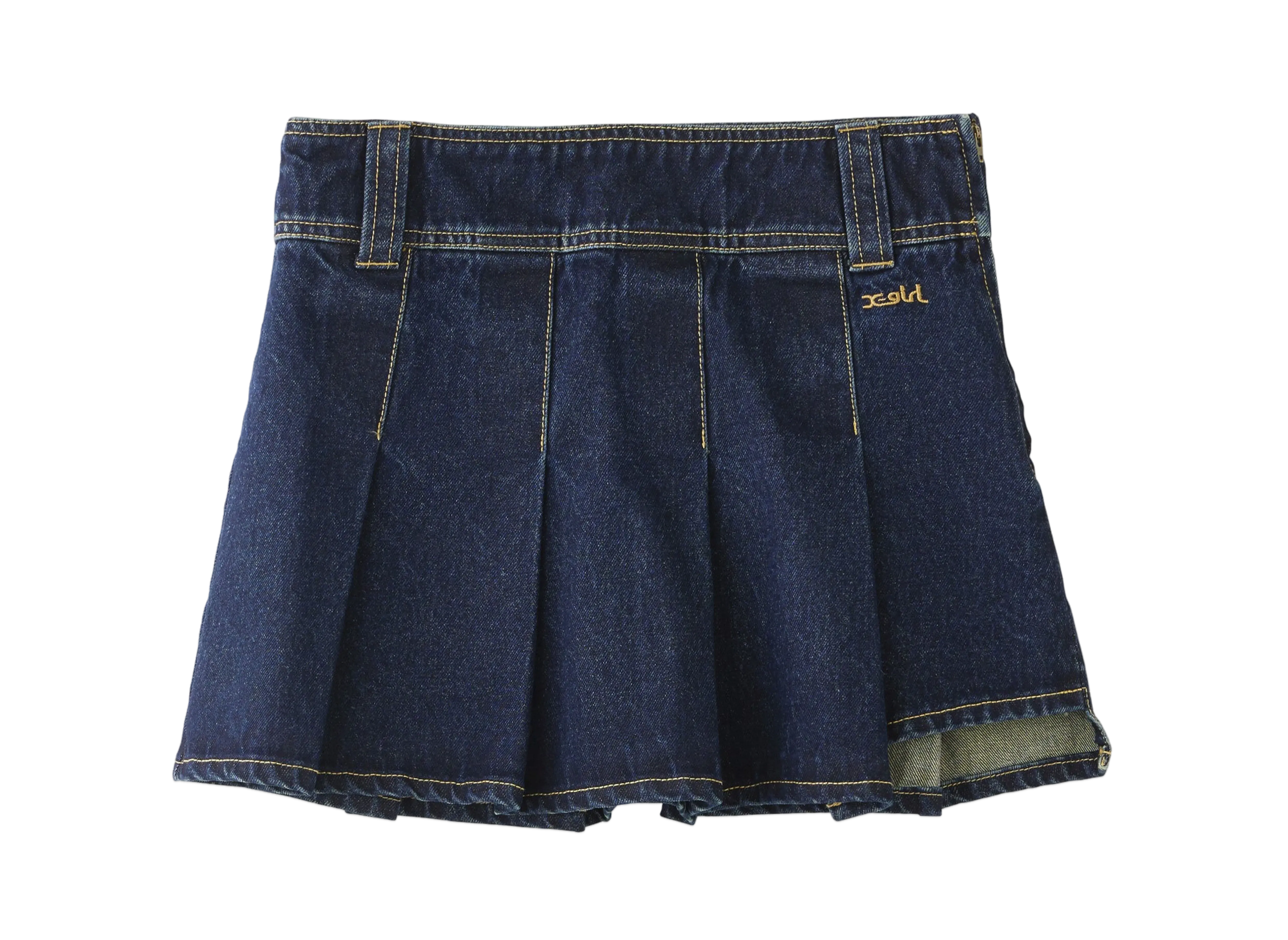 X-Girl Pleated Denim Mini Skirt "Indigo"