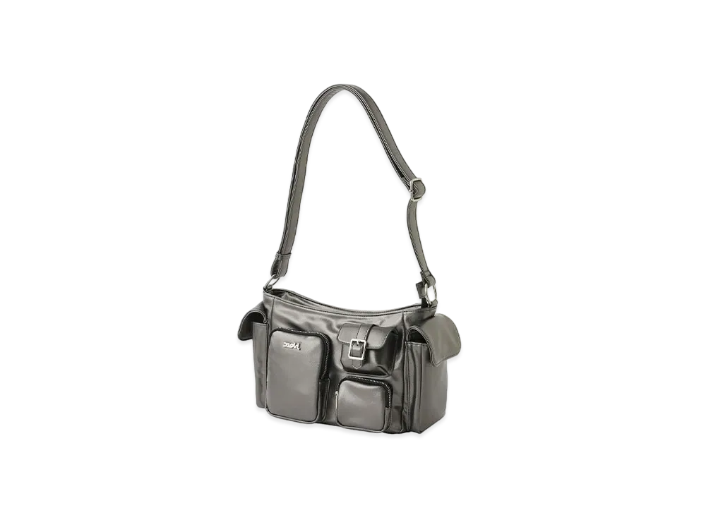X-Girl Multi Pocket X-Girl Faux Leather Hand Bag "Grey"