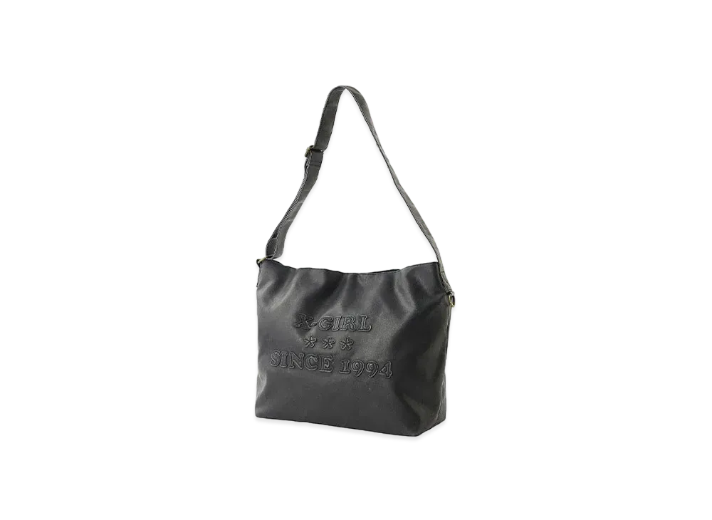 X-Girl Patched Logo X-Girl Faux Leather Shoulder Bag "Black"