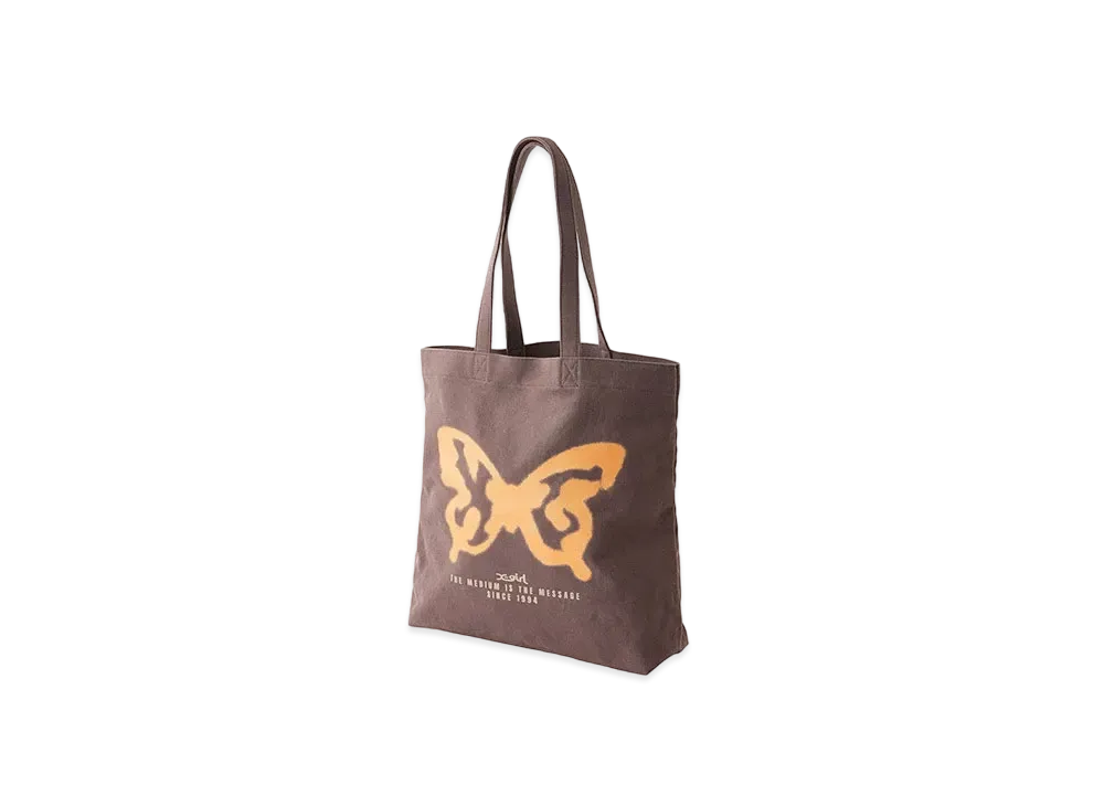 X-Girl Spray Butterfly Print Tote Bag "Brown"