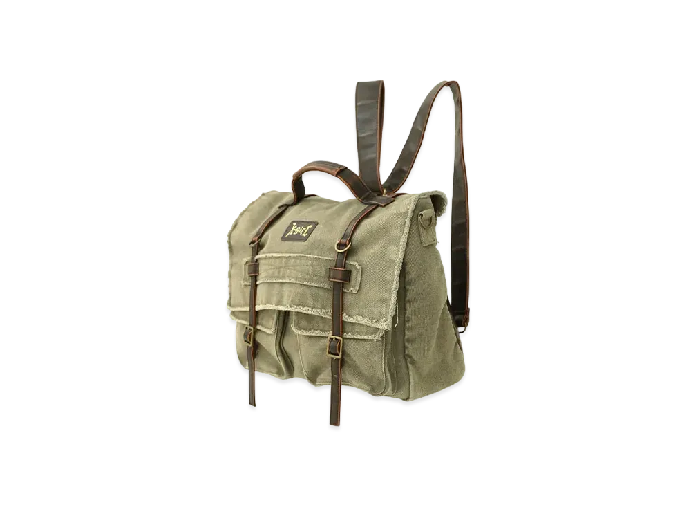 X-Girl Distressed Messenger Bag "Olive"