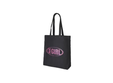 X-Girl Glitter Oval Logo X-Girl Canvas Tote Bag "Black"