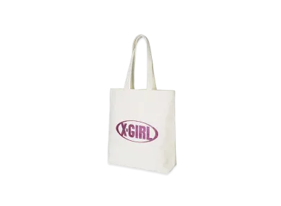 X-Girl Glitter Oval Logo X-Girl Canvas Tote Bag "White"