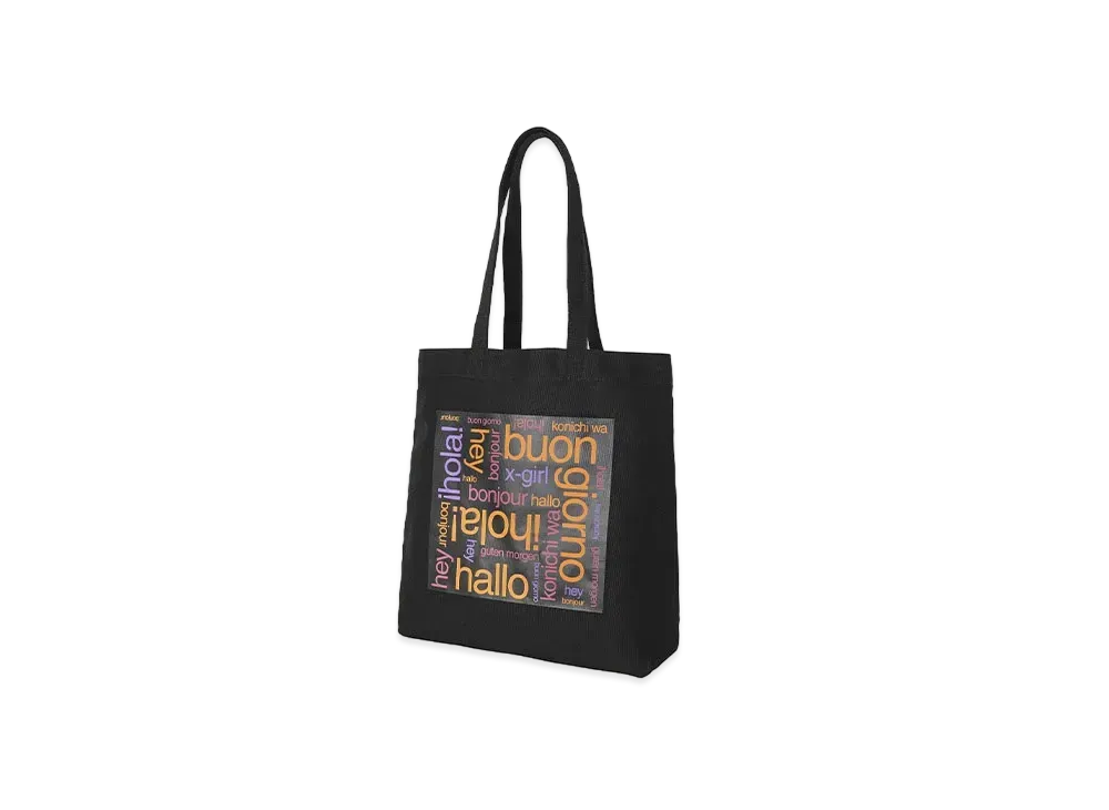 X-Girl Bonjour Logo Canvas Tote Bag "Black"