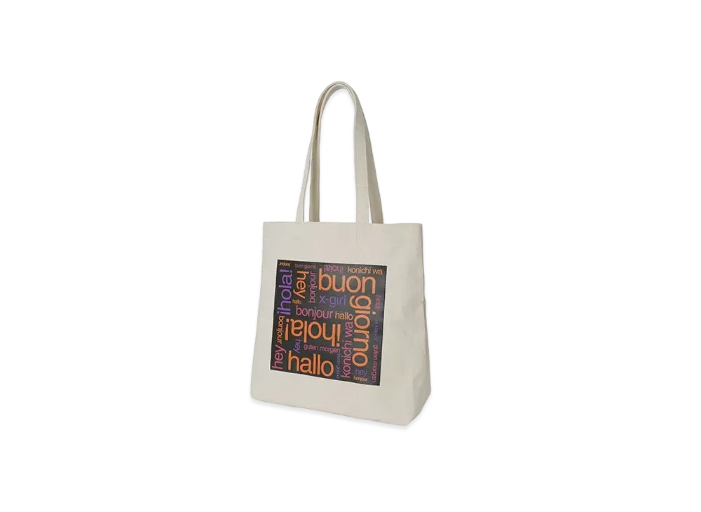 X-Girl Bonjour Logo Canvas Tote Bag "Off White"