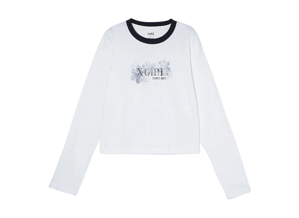 X-Girl Pixel Flower Logo Baby L/S Tee "White"