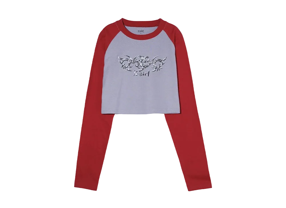 X-Girl Tribal Heart Raglan L/S Tee "Grey"