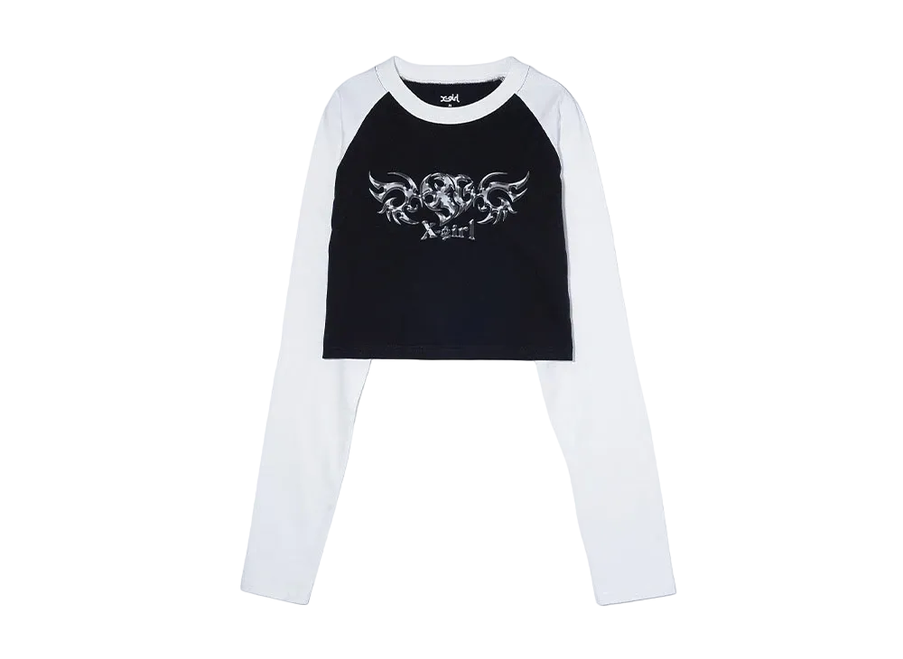 X-Girl Tribal Heart Raglan L/S Tee "Black"