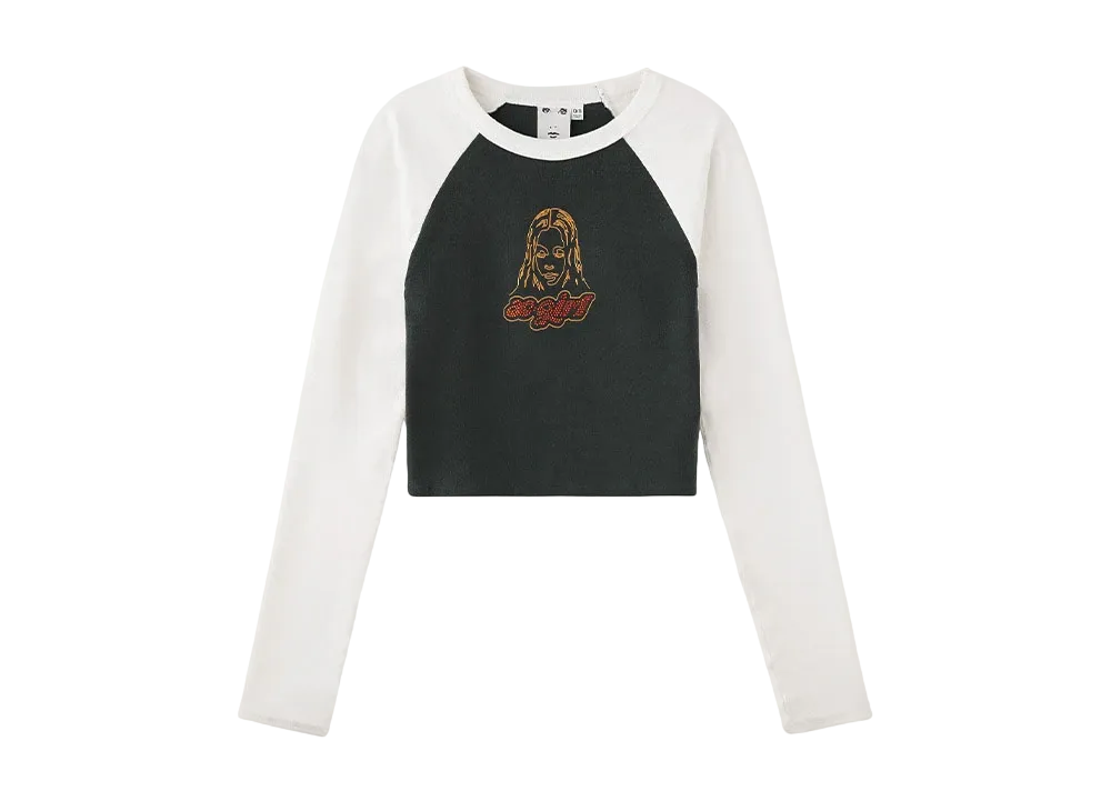 X-Girl Face Raglan L/S Tee "Charcoal"