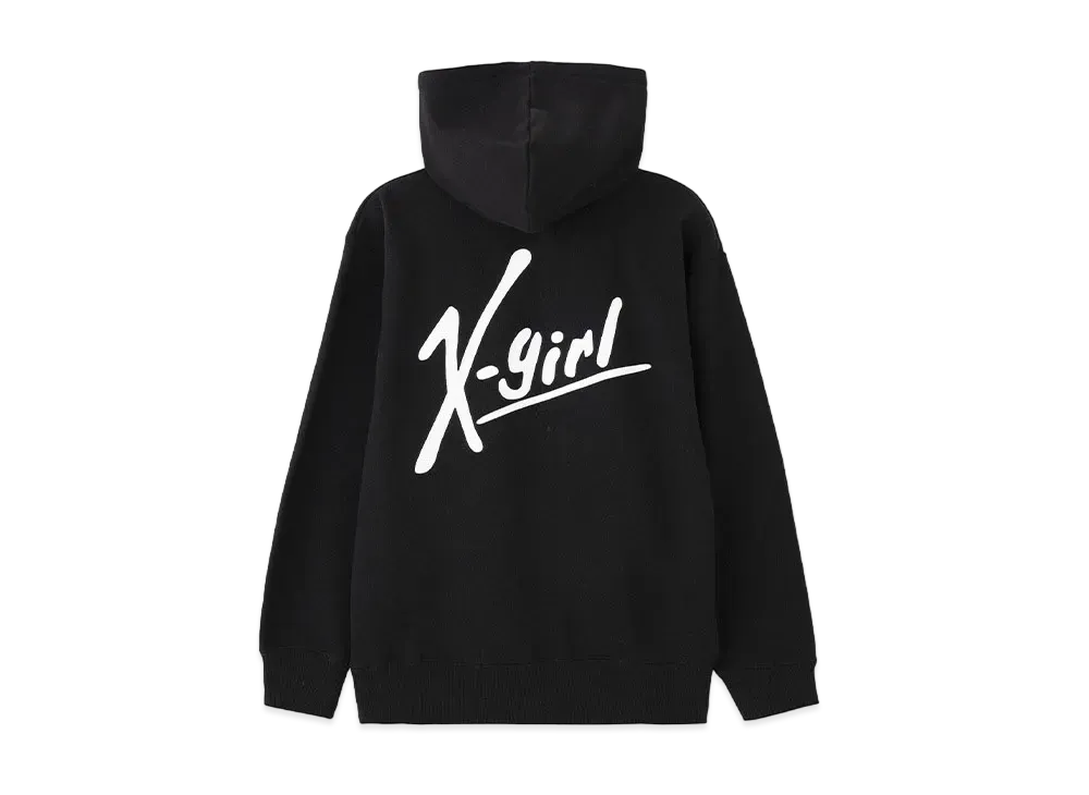 X-Girl Handwriting Logo Zip Up Sweat Hoodie "Black"