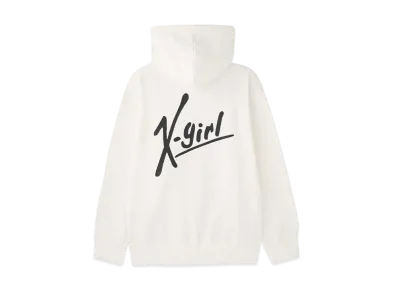 X-Girl Handwriting Logo Zip Up Sweat Hoodie "White"