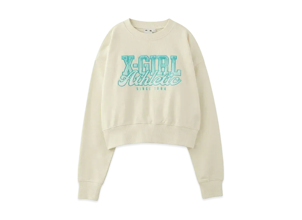 X-Girl Faux Fur Logo Compact Sweat Top "White"