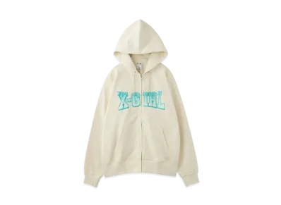 X-Girl Faux Fur Logo Zip Up Sweat Hoodie "White"