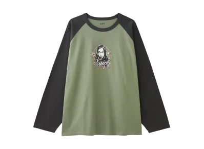 X-Girl Face And Stars B/B Big Tee "Olive"