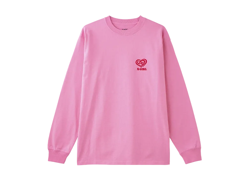 X-Girl Spiral Heart Logo L/S Tee "Pink"