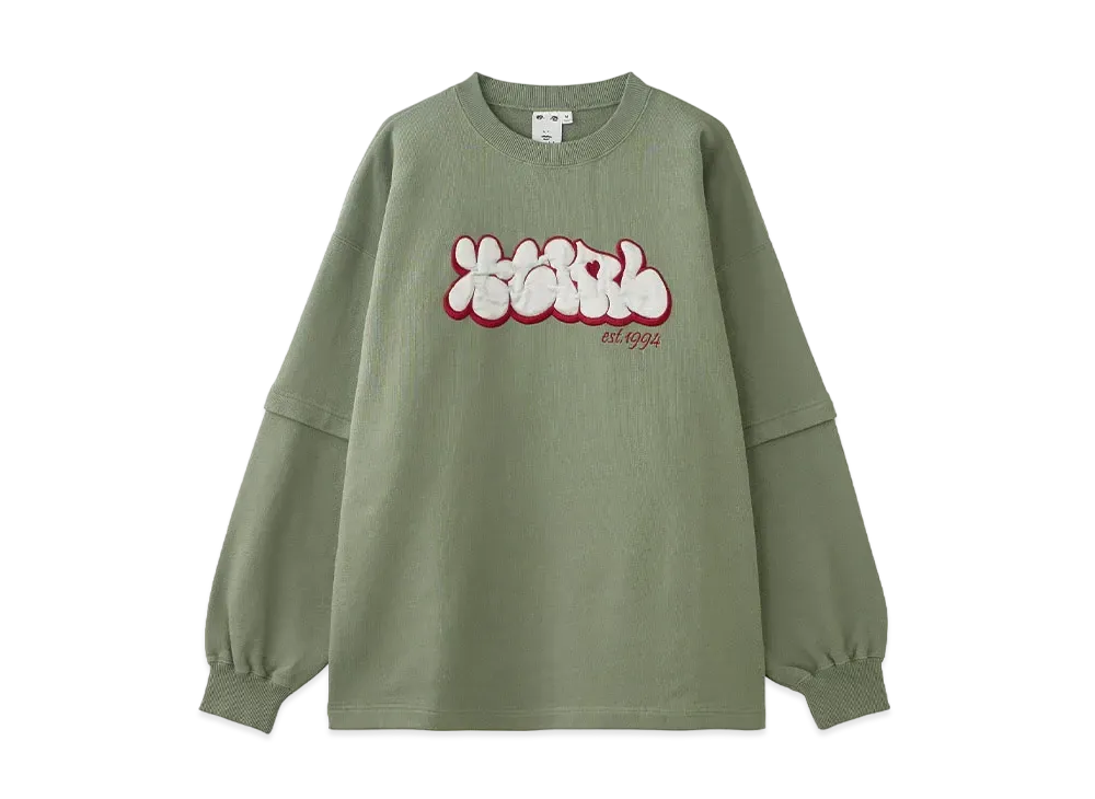 X-Girl Plump Logo Layered Sweat Top "Olive"