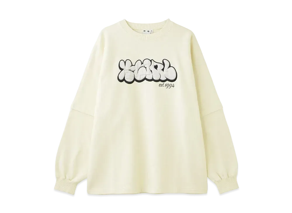 X-Girl Plump Logo Layered Sweat Top "White"