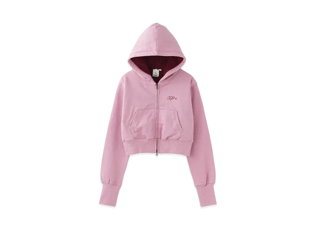 X-Girl Lining Boa Compact Zip Up Hoodie "Pink"