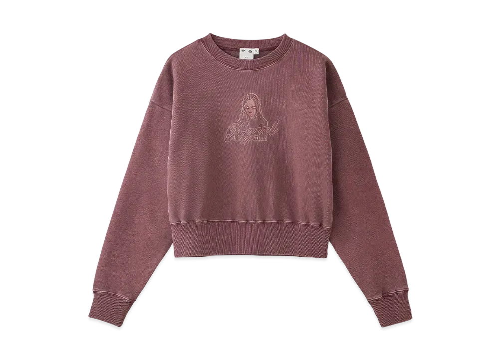 X-Girl Face Pigment Dyed Compact Sweat Top "Burgundy"