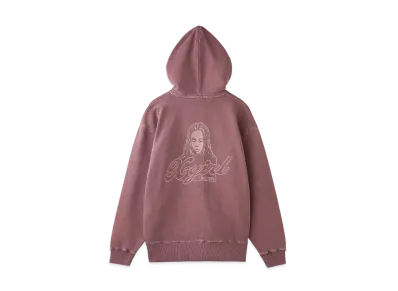 X-Girl Face Pigment Dyed Zip Up Sweat Hoodie "Burgundy"