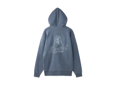 X-Girl Face Pigment Dyed Zip Up Sweat Hoodie "Navy"