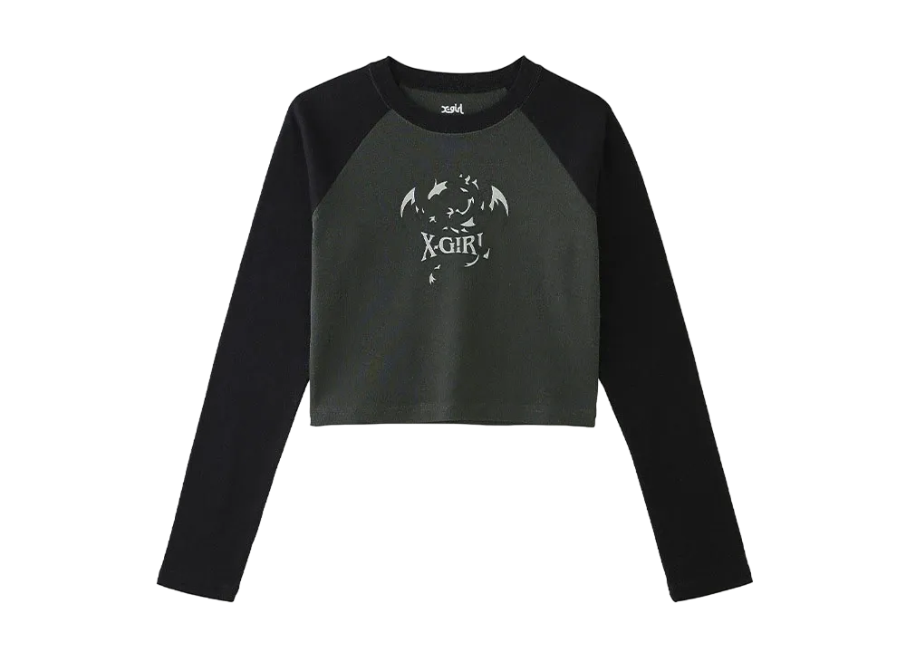 X-Girl Dragon Raglan L/S Baby Tee "Black"