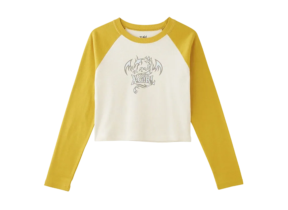 X-Girl Dragon Raglan L/S Baby Tee "Yellow"
