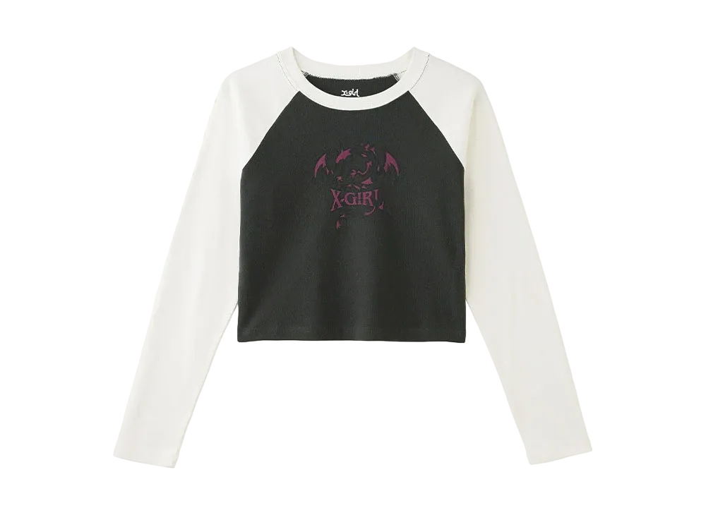 X-Girl Dragon Raglan L/S Baby Tee "White"